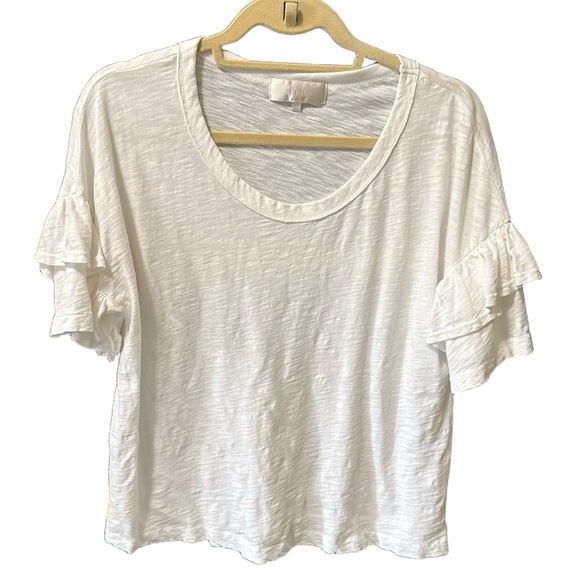 Chele by James Michelle Tropicana sz 2 Ruffle Sleeve Organic Cotton Short Sleeve - Picture 1 of 4